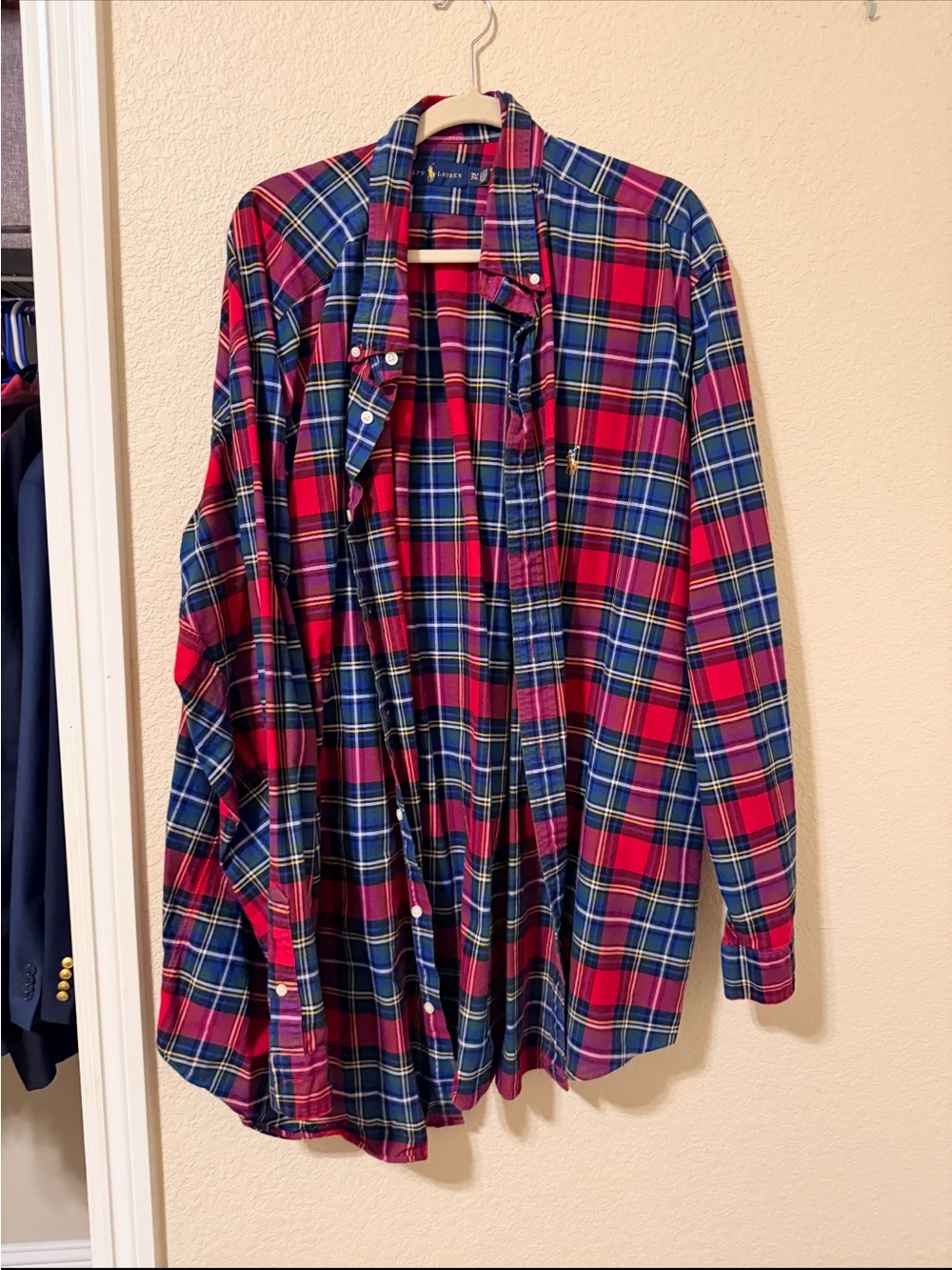 Ralph Lauren Red, Navy & Blue Plaid Shirt